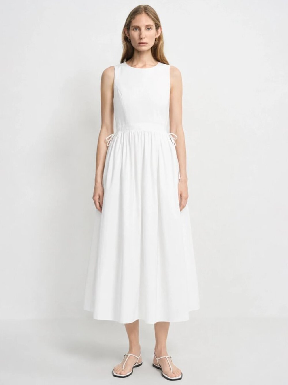 Rue Sophie Tours Gathered Pocket Dress in White Size Small NWT